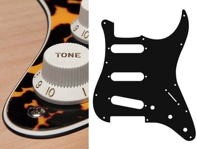 Boston ST-313-WCY pickguard, Stallion, standard, SSS, 3 pot holes, 3-5 switch, 3 ply, wild cat yellow