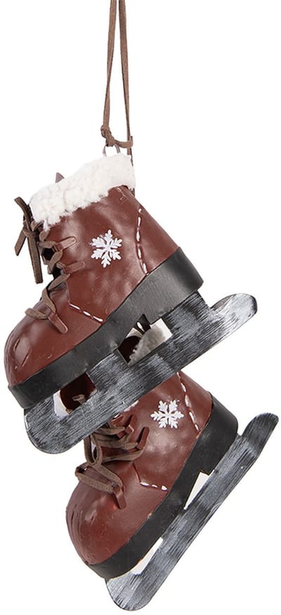 Clayre & Eef Kersthanger Schaatsen 14x12x40 cm Rood Metaal