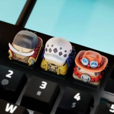 One Piece Figuur Trafalgar D. Water Law Edward Newgate DIY Keycap Schattige Cartoon Kruis Mechanisch Toetsenbord ESC Basis Keycap Hoge Kwaliteit Cadeau gray