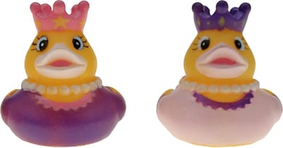 Badeendjes prinses - rubber - 2 stuks - paars en lichtroze - 5 cm - bad speelgoed