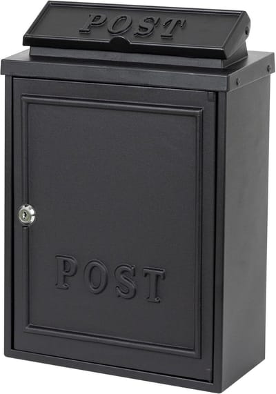 Zwarte metalen brievenbus Postbox B6