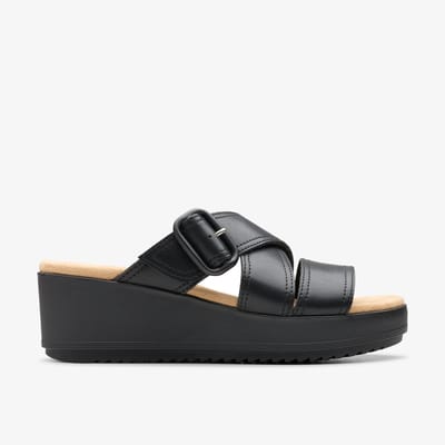 Wrenly Jane Zwarte Leren Sandalen