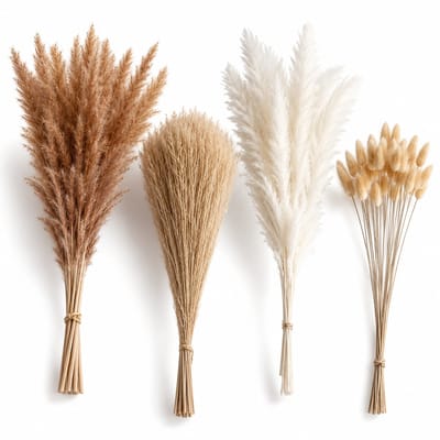 BOTC Mini Pampasgras – 100 Stuks Gedroogd Pampasgras 43 cm – Natuurlijk Droogbloemen Boeket voor Vaas, Boho Woondecoratie, Tafeldecoratie & Bruiloft – Bruin & Wit