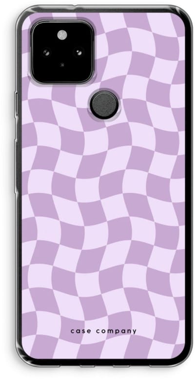 Case Company® - Hoesje geschikt voor Google Pixel 5 hoesje - Grid Paars - Soft Cover Telefoonhoesje - Bescherming aan alle Kanten en Schermrand