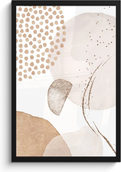 Poster in lijst - Fotolijst 40x60 cm - Posters - Watercolor - Pastel - Beige - Abstract - Modern - Posterlijst zwart - Wanddecoratie badkamer - Muurdecoratie WC - Decoratieve accessoires - Toilet muur decoratie