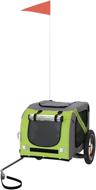 Fietskar Hond - Hondenkar Aanhanger - Veilig Transport - Waterdicht Oxford Doek - 125 cm - Groen Grijs