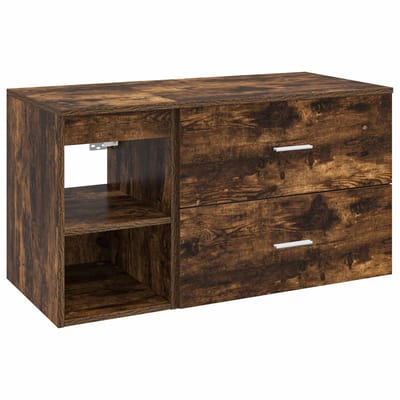 vidaXL - Badkamermeubel - Set - 2 - st - Gerookt - eiken - Bewerkt - hout
