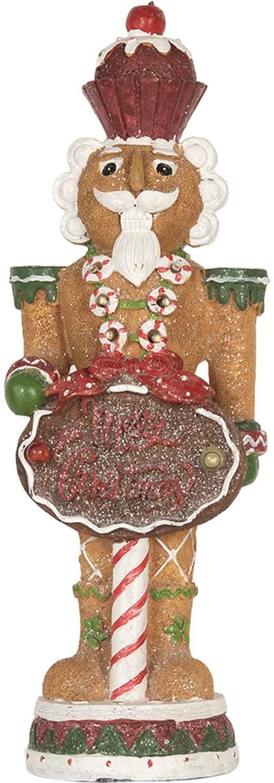 Clayre & Eef Kerstdecoratie Beeld Notenkraker 3 x AAA Bruin Kunststof