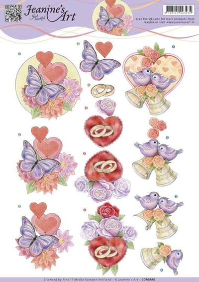 Love and Wedding 3D-Knipvel Jeanine's Art 1 stuks