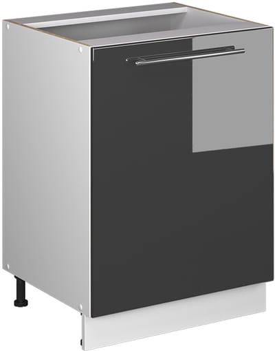 Vicco Keukenonderkast Fame-Line, Antraciet Hoogglans/Wit, 60 cm 1 deur zonder werkblad