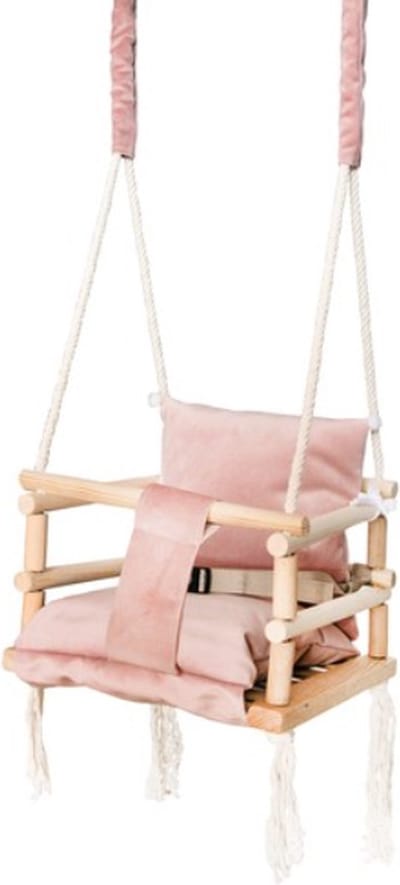 Babyschommel voor Binnen - 3-in-1 Roze Plafondhanger - Baby swing seat - Gemaakt van hout