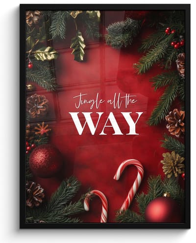 Poster in lijst - Fotolijst 50x70 cm - Posters - Kerst - Quote - Rood - Kerstballen - Posterlijst zwart - Decoratie - Wanddecoratie woonkamer - Kerstdecoratie voor binnen - Kerstversiering - Kerstmis versiering in huis - Kerstaccessoires