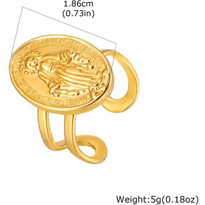 Maagd Maria Ring Ovaal Zirkoon Roestvrij Staal Katholieke Religieuze Sieraden Cadeau Voor Vrouwen Geloofsring Doopcadeau yellow