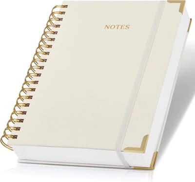Dik Spiraalvormig Notitieboek B5 - 300 Gelijnde Pagina's - Modern Linnen Hardcover