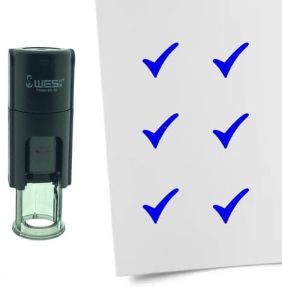CombiCraft Stempel Vinkje 10mm rond - blauwe inkt