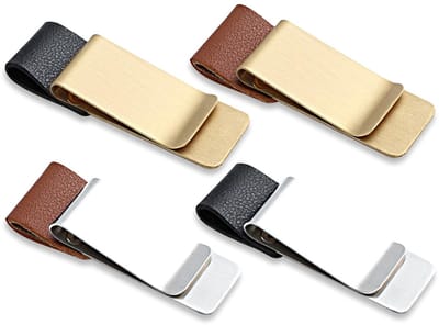 Dailygoods- Penhouder Set van 4 - Pensluitingen van PU-leer/Roestvrij Staal - Multifunctionele Pennenlus - Notitieboek/Planner - Duurzaam/Hoogwaardig Materiaal