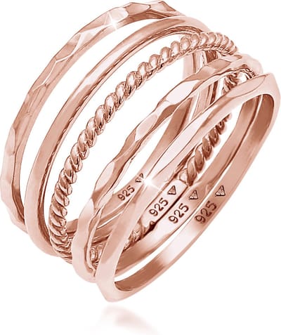 Elli - Ring - Dames Band Set Stapelen Minimaal Trend Blogger Basis in 925 Sterling Zilver - Dames