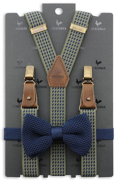 Sir Redman - Bretels met strik - bretels combi pack Mr. Dolph Dogtooth - groen / blauw