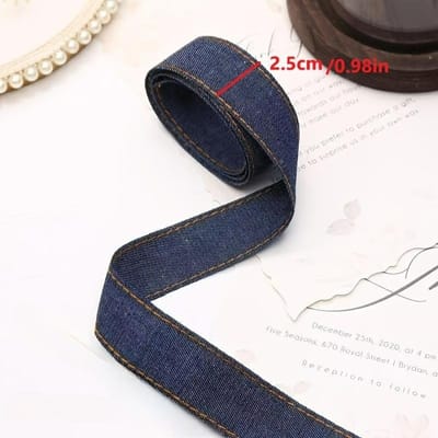 1 Meter Koreaanse Stijl Eenvoudig Denim Blauw Handgemaakt DIY Materiaal Maken Haarclip Lint 2.5cm