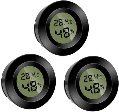 3x Mini Digitale Hygrometer Thermometer Rond voor Binnen Temperatuur Vochtigheid