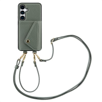 Selencia Hoesje - Geschikt voor Samsung Galaxy S24 / S25 - Sera Koordhoes met pashouder envelop - Sage Green