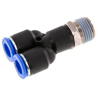 12mm x R1/2'' Y-koppeling Messing/PA 66 Insteekfitting Buitendraad Draaibaar NBR