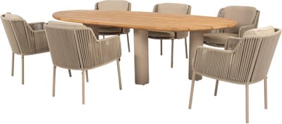 Estate Bernini dining tuinset 240x105xH75 cm mango 7 delig teak latte 4 Seasons Outdoor
