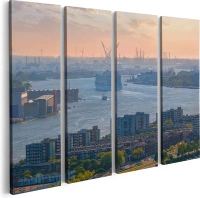 Artaza Canvas Schilderij Vierluik Rotterdamse Haven Bij Het Water - 80x60 - Foto Op Canvas - Canvas Print