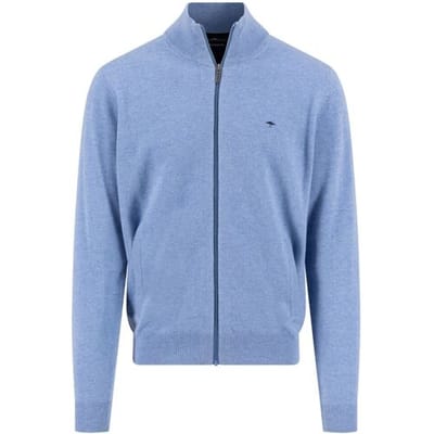 Fynch-Hatton Vest Cardigan Zip Lambswool Crystal Blue / male