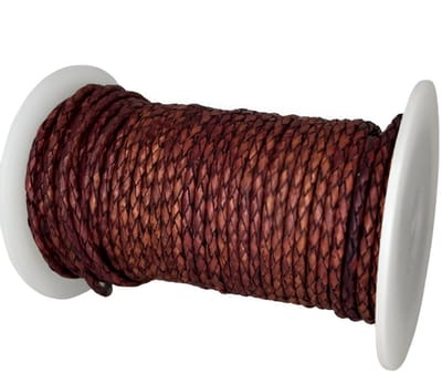 Gevlochten Leren Koord Rond, 10 m x 3 mm - Rond Gevlochten Lederen Koord, Voor Halskettingen, Armbanden, Sieraden, Knutselkralen en Veters (Maroon)