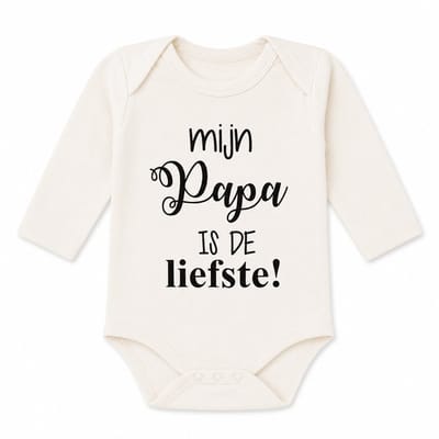 Baby Rompertje tekst papa je bent de allerliefste eerste Vaderdag cadeau |  Mijn papa is de liefste | lange mouw | wit zwart | maat 62/68 Valentijn