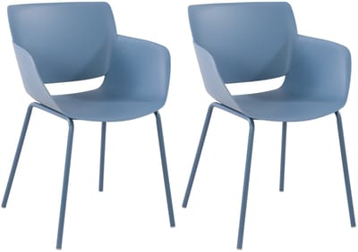 CLP Set van 2 Tuinstoelen Alpena - Met Armleuningen - Weerbestendig - Kunststof/blauw