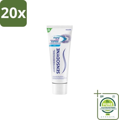 20 x Sensodyne – Tandpasta – Rapid Relief Whitening – 75 ml - Grootverpakking - Gevoelige Tanden - Tandpasta - Verlichting - Whitening - Mondgezondheid