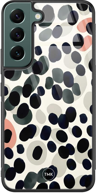 Hoesje geschikt voor Samsung Galaxy S22 - Modern dots - Multi - TPU luxe case (glossy toplaag) - Gestipt - Hardcase backcover zwart