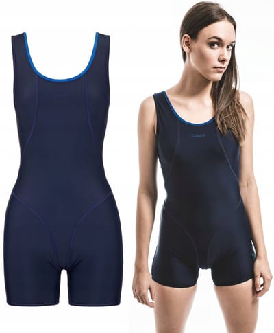 Zagano - Badpak met pijpjes dames - Maat 36 - Donkerblauw/Blauw - Sneldrogend - Chloorbestendig - UV-bestendig