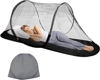 Pop-up klamboe, opvouwbaar muggennet voor buitengebruik, 200 x 72 x 70 cm, draagbare tent voor camping en slaapkamer, ideaal voor gezinnen en bescherming tegen insecten