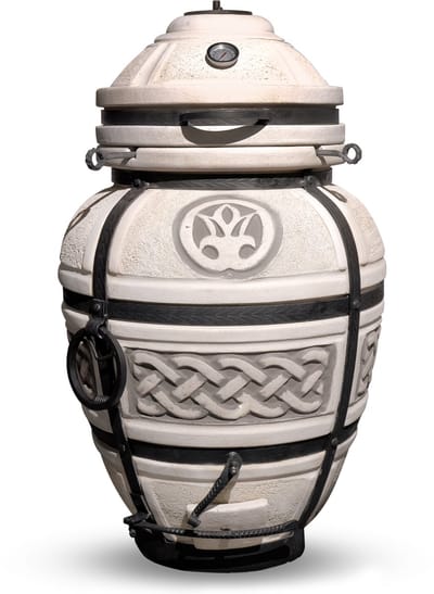 Tandoor Ataman (NIEUW) – Keramische houtgestookte buitenoven, verticale Kamado voor vlees, groenten en brood – Met 12 XL-spiesen & accessoires – 6 cm dikke wanden voor perfecte warmteopslag – 107 cm – 135 kg - 95L