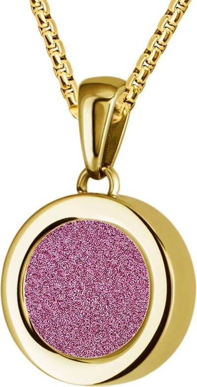 Quiges 12mm Mini Munt Hanger Verguld RVS Schroefsysteem Glans met Glitter Roze Munt en Anker Ketting 42-46cm