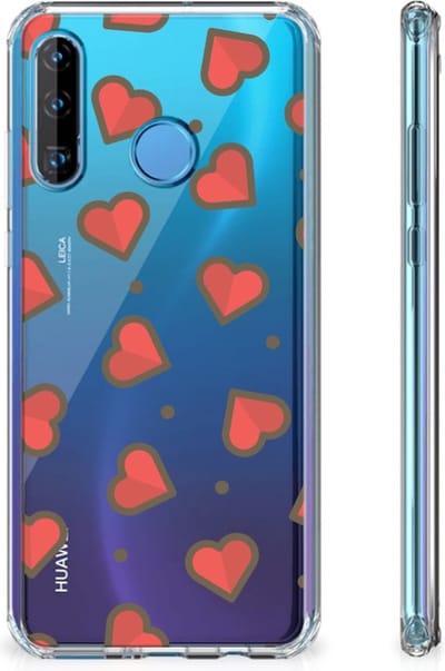 Huawei P30 Lite Doorzichtige Silicone Hoesje Hearts