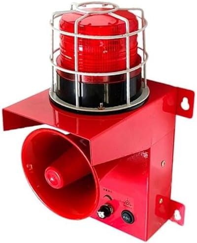 Industriële Sirene - Alarm Lamp - Waarschuwing Geluid - Instelbaar Volume - IP65 Waterdicht - Rood