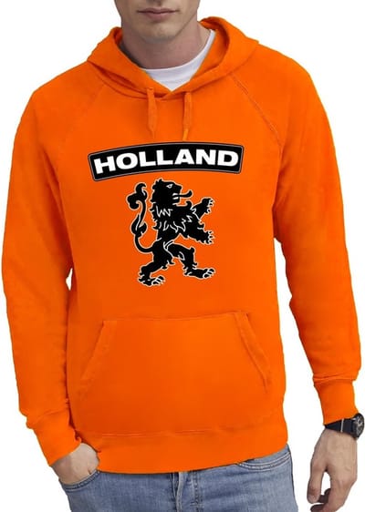 Oranje hoodie / hooded sweater Holland leeuw voor heren - Oranje fan/ supporter kleding S