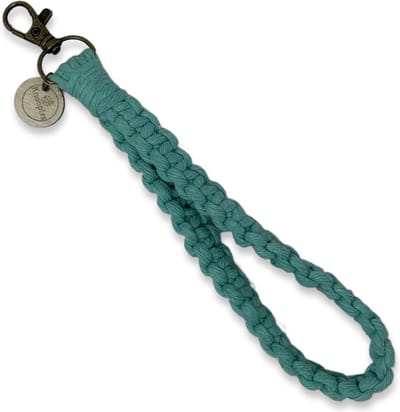 Macramé Pols Keycord - Squared - Turquoise - Katoenkoord - Prijs per Stuk - Inclusief Verzendkosten