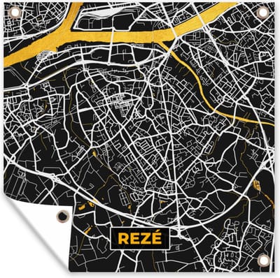 Tuin poster Frankrijk – Plattegrond – Kaart – Rezé– Stadskaart - 200x200 cm - Tuindoek