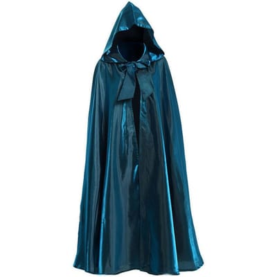 Cape d'halloween avec chapeau, Super douce, couleur unie, Texture Fine, Cape de Cosplay à capuche, tenue de sorcière d'halloween, accessoire de photographie XXL bleu