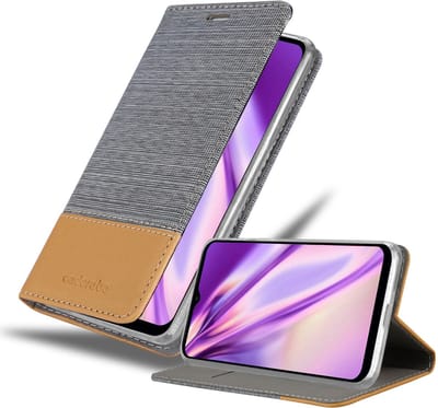 Cadorabo Hoesje geschikt voor Motorola MOTO G10 / G30 in LICHTGRIJS BRUIN - Beschermhoes met magnetische sluiting, standfunctie en kaartvakje Book Case Cover Etui