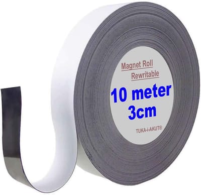 10 meter magnetische tape 30mm x 1mm voor identificatie, etiketten en whiteboards - schrijfbaar en afwasbaar, wit