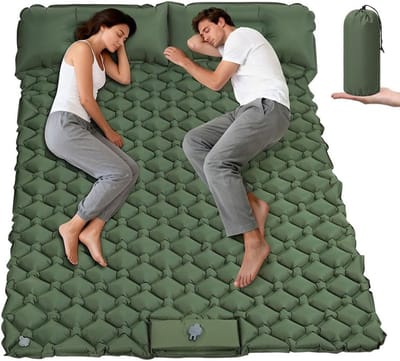 Ultralichte Opblaasbare Slaapmat voor Kamperen met Kussen en Voetpomp - Ideaal voor Backpacken en Hiken, 190x120x5cm