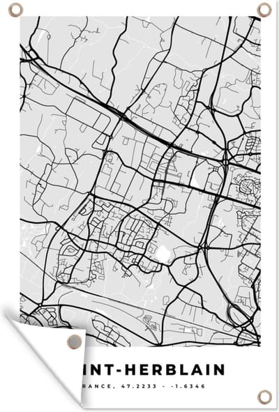 Muurdecoratie Stadskaart - Frankrijk - Kaart - Saint-Herblain - Plattegrond - 120x180 cm - Tuinposter - Tuindoek