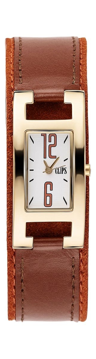 Clips 553-1006-16 Horloge - Leer - Rood - Ø 30.5 mm