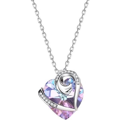 S925 Sterling Zilveren Ketting Koreaanse Mode Kristallen Hart Ketting white